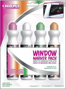 img 4 attached to CHROMA 60000 Multi-Color Window Markerz: Vibrant Pack of 4 for Creative Window Art!