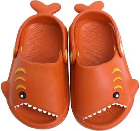 img 4 attached to 👦 Cute and Comfy Lightweight Sandals Cartoon Non Slip Slippers for Boys - Clogs & Mules
