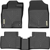 yitamotor floor mats for honda civic - custom fit liners 2016-2021 sedan/hatchback/type r - all-weather protection, black - 1st &amp; 2nd row logo