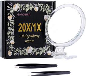 img 4 attached to Enhance Your Beauty Routine with the 20x Magnifying Mirror & Blackhead Tweezer Set: Perfect Travel Pocket Mirror for Precise Eyebrow Plucking and Portable Magnification