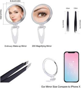 img 1 attached to Enhance Your Beauty Routine with the 20x Magnifying Mirror & Blackhead Tweezer Set: Perfect Travel Pocket Mirror for Precise Eyebrow Plucking and Portable Magnification