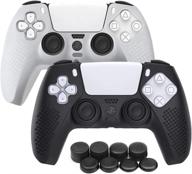 🎮 ps5 controller cover case 2-pack – anti-slip silicone skin protective covers for playstation 5 dualsense wireless controller with 8 thumb grip caps (white and black) logo