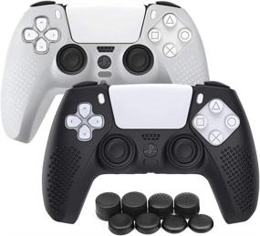 img 4 attached to 🎮 PS5 Controller Cover Case 2-Pack – Anti-Slip Silicone Skin Protective Covers for Playstation 5 DualSense Wireless Controller with 8 Thumb Grip Caps (White and Black)