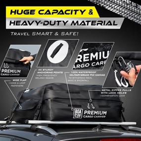 img 3 attached to Enhance Your Travel with BOACAY Premium Rooftop Cargo Carrier - Extra-Large 15 Cubic Ft Top Bag for Rack or Rackless Vehicles, Waterproof Military-Grade PVC Canvas, Aerodynamic Design, Includes Straps, Hooks & Non-slip Mat