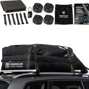 img 4 attached to Enhance Your Travel with BOACAY Premium Rooftop Cargo Carrier - Extra-Large 15 Cubic Ft Top Bag for Rack or Rackless Vehicles, Waterproof Military-Grade PVC Canvas, Aerodynamic Design, Includes Straps, Hooks & Non-slip Mat