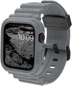 img 4 attached to 🦈 Elkson Совместимо с Apple Watch Series 6 SE 5 4: Полная защита с чехлом-бампером Quattro Pro Series и ремешком 44 мм - военного класса, ударопрочное и стойкое - мужской 44 мм Shark Grey