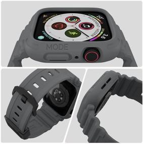 img 3 attached to 🦈 Elkson Совместимо с Apple Watch Series 6 SE 5 4: Полная защита с чехлом-бампером Quattro Pro Series и ремешком 44 мм - военного класса, ударопрочное и стойкое - мужской 44 мм Shark Grey