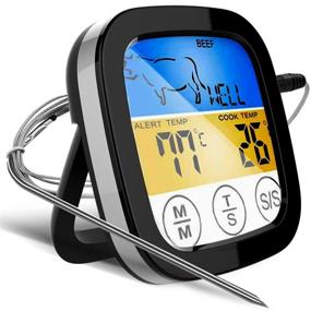 img 4 attached to 🌡️ Steel-Gray Digital Touchscreen Food Thermometer - Ideal for Meat, Poultry, Fish Cooking in Frying Pans, Smokers, Ovens, BBQ Grills - Enhanced Color LCD Display, All Temperature and Timer Modes - Superior Taste Results