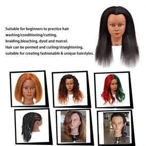 img 1 attached to 🏾 100% Real Hair Afro Mannequin Head for Hair Styling, Training, Cutting, and Braiding - Cosmetology Doll Head with Free Clamp Stand