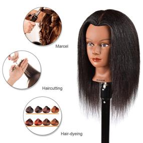 img 2 attached to 🏾 100% Real Hair Afro Mannequin Head for Hair Styling, Training, Cutting, and Braiding - Cosmetology Doll Head with Free Clamp Stand