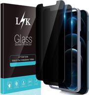 2 pack lϟk privacy screen protector for iphone 12 pro max 5g 6.7 inch - black, tempered glass, case friendly, includes installation tray (not for iphone 12 pro) logo