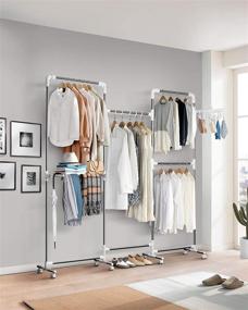 img 2 attached to 👕 Tomons Garment Rack: Adjustable & Collapsible Clothes Drying Stand with Super Large Hanging Area - Multifunctional, Easy Installation & Mobility