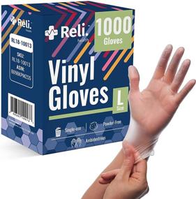 img 4 attached to 🧤 Reli Large Vinyl Gloves - 1000 Pack Bulk, S, M, L, XL Sizes Available - Disposable, Latex-Free, Powder-Free Gloves for Hand Protection - Ambidextrous