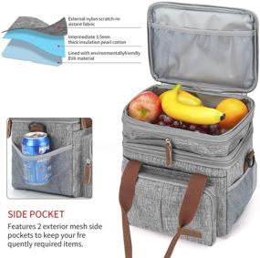 img 3 attached to 🥪 Large Lunch Bag for Men Women | Reusable Lunch Box for Office, Work, School, Picnic, Beach | Insulated Cooler Tote Waterproof Leakproof Lunch Box with Adjustable Shoulder Strap