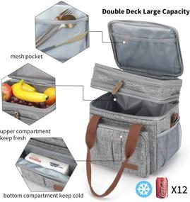 img 1 attached to 🥪 Large Lunch Bag for Men Women | Reusable Lunch Box for Office, Work, School, Picnic, Beach | Insulated Cooler Tote Waterproof Leakproof Lunch Box with Adjustable Shoulder Strap