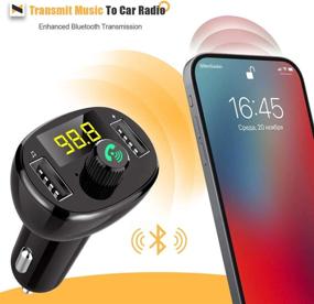 img 2 attached to 🚗 AZWang Bluetooth Car Adapter - Handsfree Call Car Charger FM Transmitter for Car, AUX Car Kit with Hands-Free Calling, Dual USB Charging Ports (Black)