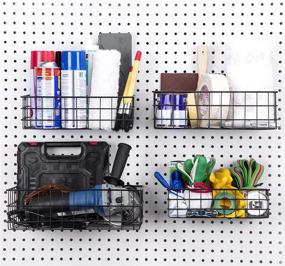 img 3 attached to Black Pegboard Basket Set - 🧺 Essential Accessories for Improved Organization and Storage