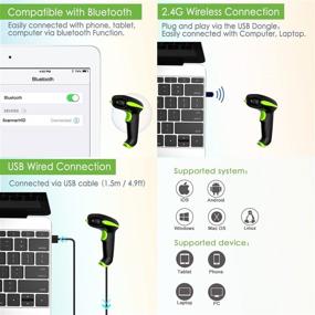 img 3 attached to 📷 NADAMOO 2D Wireless Barcode Scanner with Stand: Bluetooth, 2.4G Wireless & Wired Connectivity | USB Image QR Code Reader for Computer, Tablet, iPhone, iPad & Android