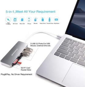 img 3 attached to 🔌 INNOMAX USB C Hub: 5-in-1 MacBook Pro Adapter with SD/MicroSD Card Reader and USB 3.0 Ports