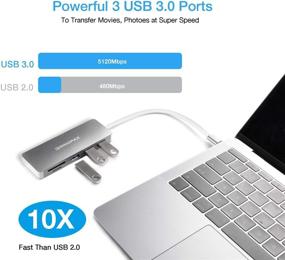 img 2 attached to 🔌 INNOMAX USB C Hub: 5-in-1 MacBook Pro Adapter with SD/MicroSD Card Reader and USB 3.0 Ports