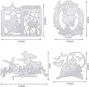 img 3 attached to 🎃 Набор штампов для вырезания на Хэллоуин - Замок, Ведьма, Паук, Череп - Металлические штампы для рукоделия для скрапбукинга, изготовления открыток, декора