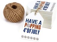 🎁 100pcs fourth of july gift tags with string - wrapaholic paper tags and 100 feet natural jute twine for 4th of july celebrations and party favors logo