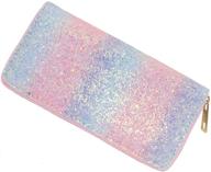 🧜 trendy glitter rainbow mermaid long wallets with zipper – purse, card, and cell phone holder (glitter 2) logo