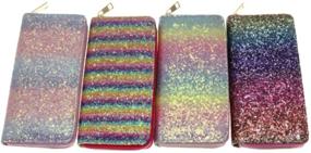 img 1 attached to 🧜 Trendy Glitter Rainbow Mermaid Long Wallets with Zipper – Purse, Card, and Cell Phone Holder (Glitter 2)