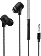 🎧 ellogear eg10 wired earbuds - 3.5mm with noise cancelling, microphone & volume control - enhanced clarity, bass performance - for phone, computer, laptop - black logo