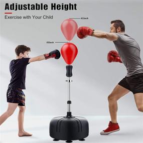 img 3 attached to 🥊 Mdikawe Adjustable Height Punching Bag with Stand for Adults & Kids – Freestanding Punching Ball, Boxing Speed Bag, Ideal for MMA Reflex Speed Training, Fitness, Punching and Muscle Building