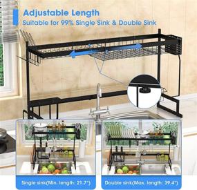 img 3 attached to 🍽️ Adjustable Over The Sink Dish Drying Rack - Stainless Steel 2 Tier Dish Drainer with Utensil Holders - Space Saver Kitchen Counter Organizer