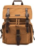 🎒 kattee leather canvas backpack rucksack: stylish and durable travel companion логотип
