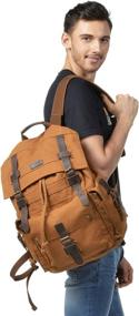 img 3 attached to 🎒 Kattee Leather Canvas Backpack Rucksack: Stylish and Durable Travel Companion