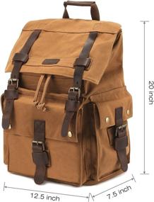 img 2 attached to 🎒 Kattee Leather Canvas Backpack Rucksack: Stylish and Durable Travel Companion