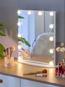 img 4 attached to 💄 LUXFURNI Vanity Tabletop Hollywood Makeup Mirror with USB-powered Dimmable Light, Touch Control, 12-Day/Warm LED Light: Boost Your Makeup Routine with Enhanced Illumination