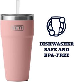 img 2 attached to YETI Rambler 26 oz Straw Cup, Vacuum Insulated, Stainless Steel with Straw Lid – Vibrant Sandstone Pink