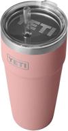 yeti rambler 26 oz straw cup, vacuum insulated, stainless steel with straw lid – vibrant sandstone pink logo