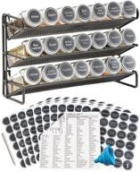 🌶️ premium 3 tier spice rack organizer: 21 empty spice jars, 386 labels & chalk marker - ideal for countertop, cabinet, pantry or wall door mount logo