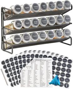 img 4 attached to 🌶️ Premium 3 Tier Spice Rack Organizer: 21 Empty Spice Jars, 386 Labels & Chalk Marker - Ideal for Countertop, Cabinet, Pantry or Wall Door Mount