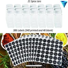 img 2 attached to 🌶️ Premium 3 Tier Spice Rack Organizer: 21 Empty Spice Jars, 386 Labels & Chalk Marker - Ideal for Countertop, Cabinet, Pantry or Wall Door Mount