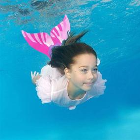 img 2 attached to 🧜 AmazeFan Mermaid Swim Tail Fins for Kids - Fun Pink Monofin Flipper for Girls