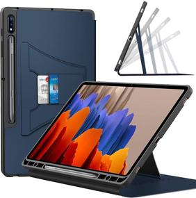 img 4 attached to Vizvera Galaxy Tab S7 Plus & Tab S7 FE 12.4'' Case, SM-T970/T975/T976/T978/T730/T736 Auto Wake/Sleep with S Pen Holder, Multi-Angle Stand Tablet Cover (Blue)