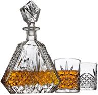 🥃 premium whiskey decanter set: 2 old fashioned whisky glasses for liquor scotch bourbon or wine - irish cut triangular design logo