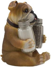 img 2 attached to 🐶 Bulldog Salt & Pepper Shaker Set with Decorative Spice Rack Display Stand - Puppy Dog Figurine in Canine Kitchen Decor or Restaurant Bar Table Decorations, Perfect Housewarming Gifts for Pet Lovers