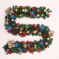 yofits 9 foot christmas garlands with lights - battery operated widen green garland with 100 colorful led lights for indoor outdoor home mantel decorations - buy now! logo