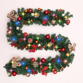 img 4 attached to YOFITS 9 Foot Christmas Garlands with Lights - Battery Operated Widen Green Garland with 100 Colorful LED Lights for Indoor Outdoor Home Mantel Decorations - Buy Now!