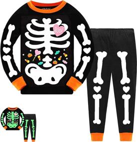 img 4 attached to 👻 Tkria Boys' Glow-in-The-Dark Skeleton Pajamas - Cotton Sleepwear for Toddlers | Halloween Outfit Size 1-7T - Kids Clothes