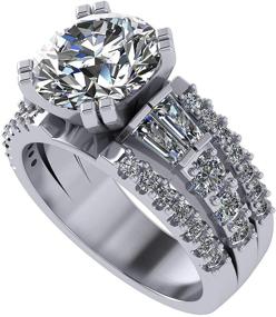 img 4 attached to Sterling Baguette Engagement 9 00Mm 3 00Ct Center Women's Jewelry