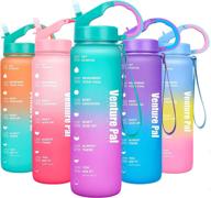 💧 stay hydrated with venture pal 32oz leakproof bpa free water bottle: motivational time marker & straw for fitness, gym, and outdoor sports activity логотип