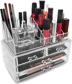 img 2 attached to 📦 Sorbus Acrylic Cosmetic Makeup and Jewelry Storage Case Display - Organize Lipsticks, Liners, Nail Polishes, Brushes, and More - Space-Saving, Stylish Acrylic Case for Bathroom